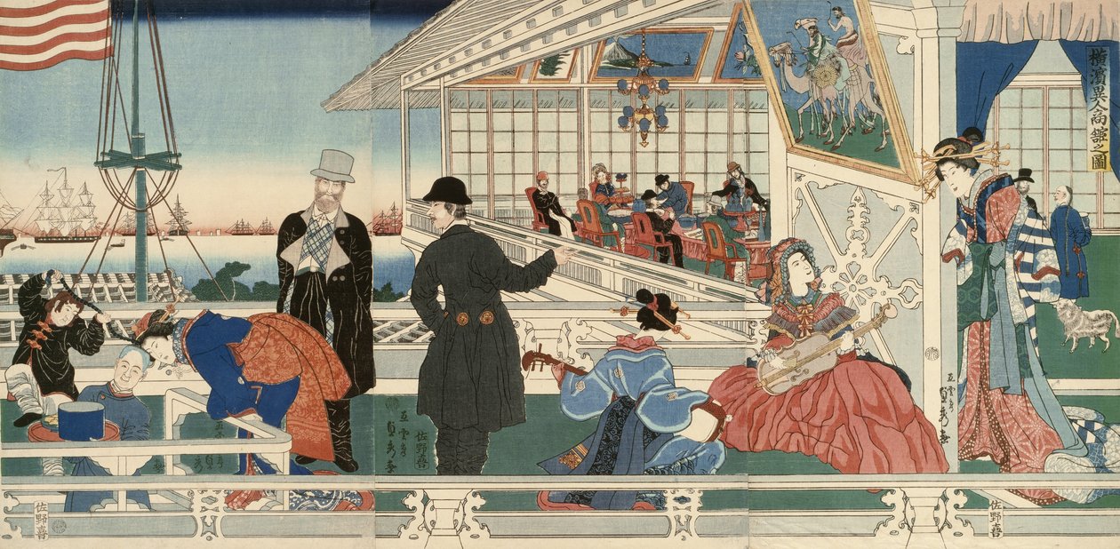 Ein amerikanisches Handelsgebäude in Yokohama von Utagawa Sadahide