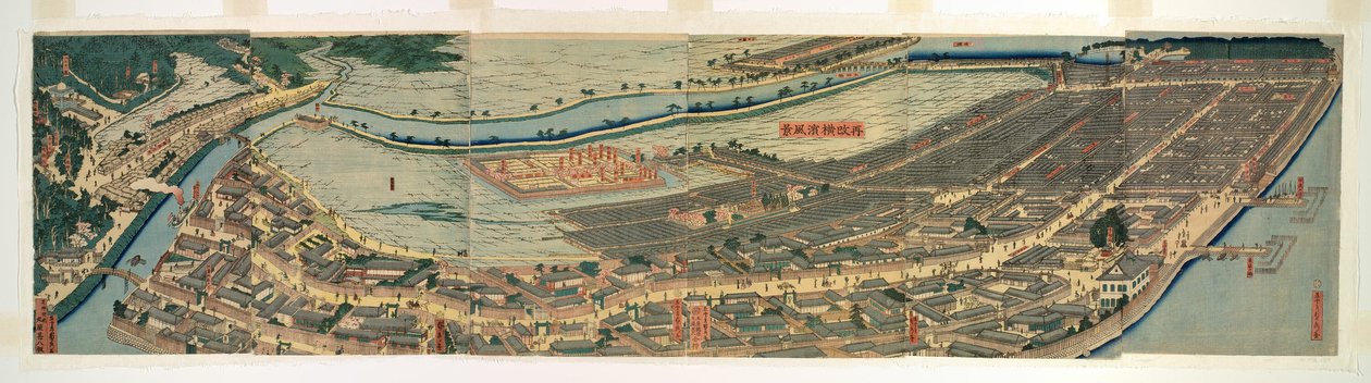 Revidierte Panoramasicht von Yokohama (Saikai Yokohama fukei) von Utagawa Sadahide