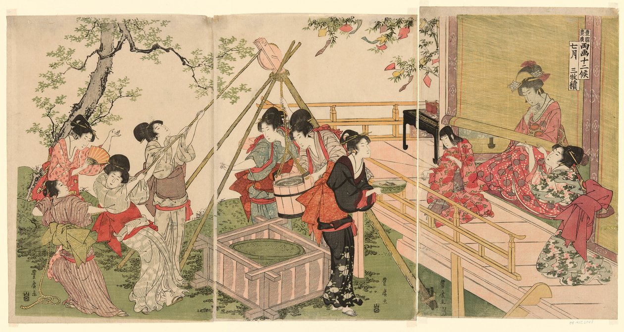 Der siebte Monat, aus der Serie Die zwölf Monate von zwei Künstlern (Ryoga juni ko) von Utagawa Toyohiro