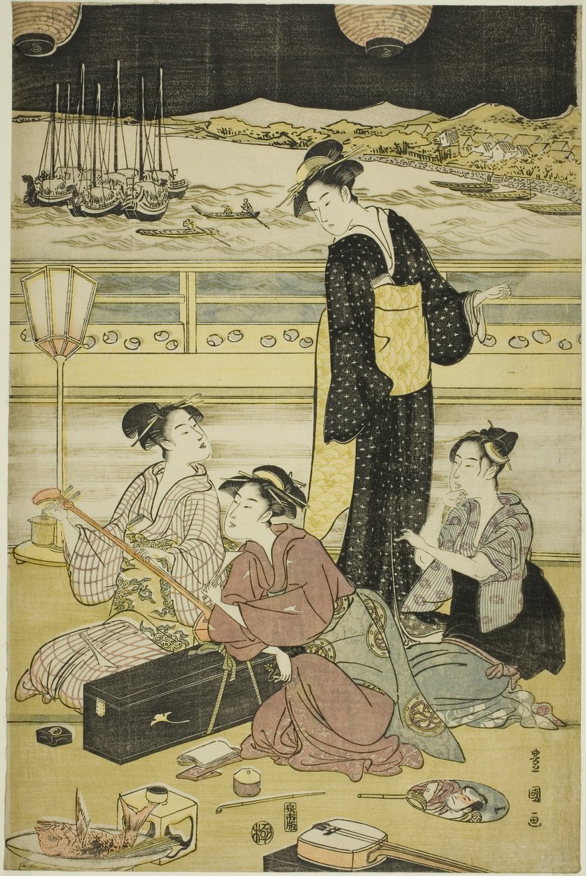 Abendgesellschaft in Shinagawa von Utagawa Toyokuni I