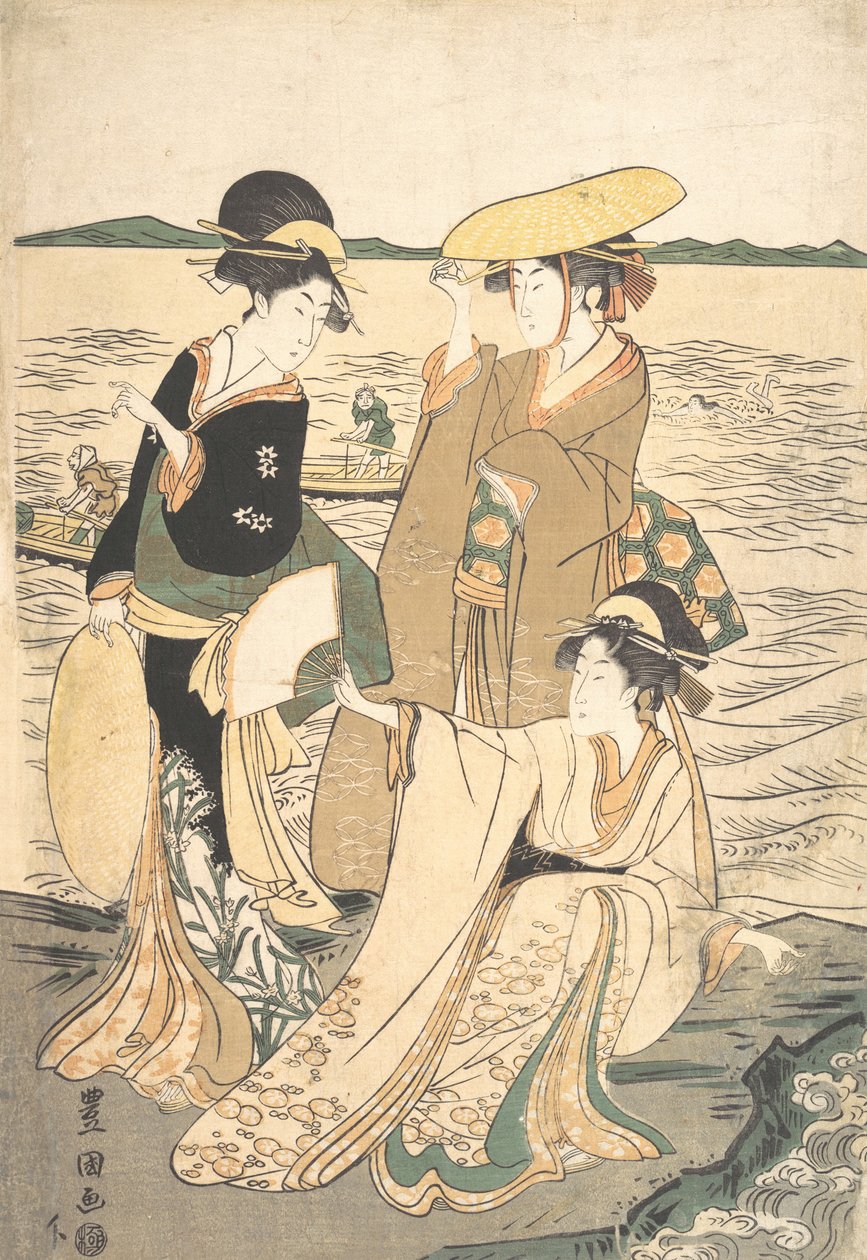 Drei junge Damen am Meeresufer von Utagawa Toyokuni I