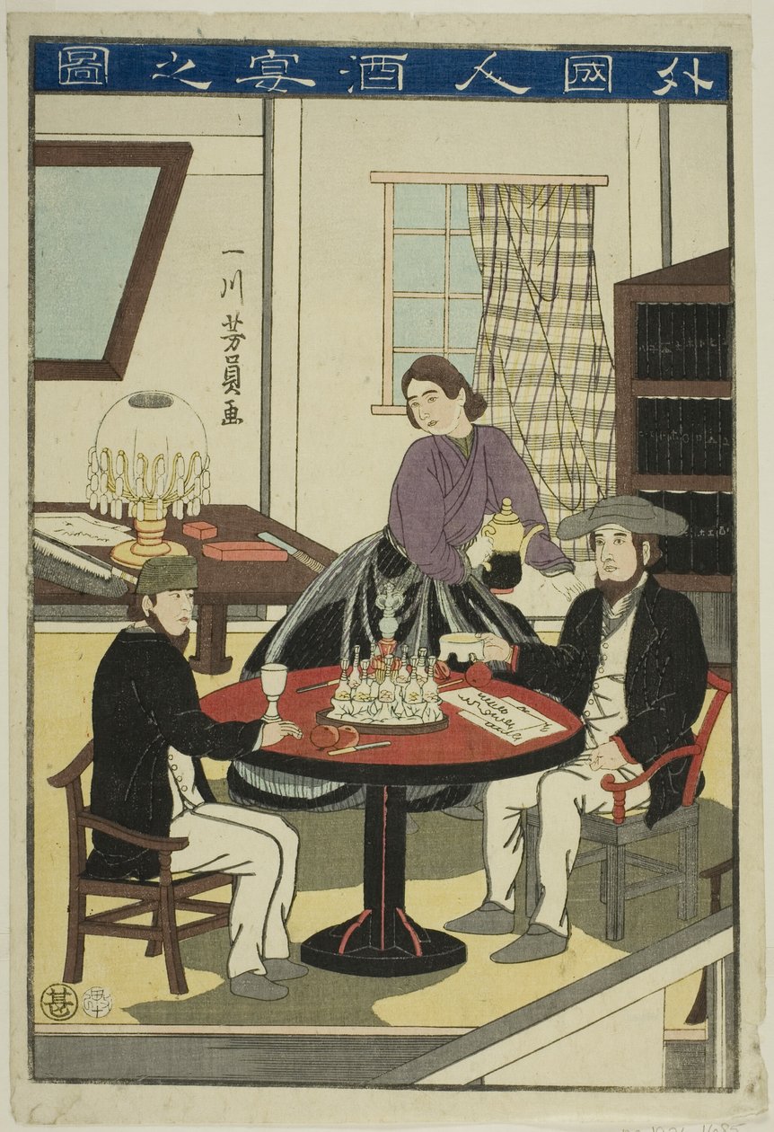 Ausländer trinken Wein von Utagawa Yoshikazu