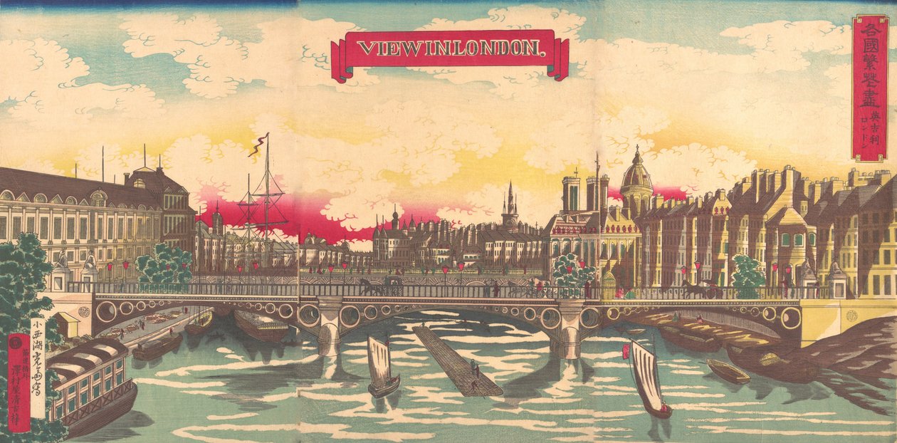 Ansicht von London, der Wohlstand der Länder: London, England, September 1872 von Utagawa Yoshimori
