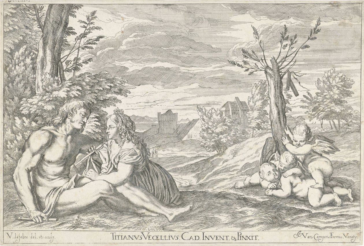 Liebespaar in einer Landschaft von Valentin Lefebvre