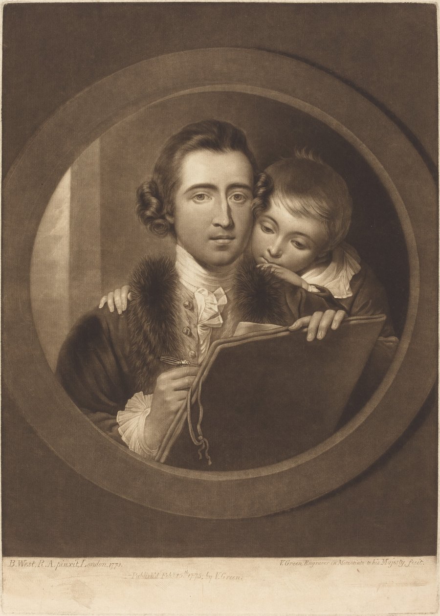 Benjamin West, Esqr R.A. und sein Sohn RI West von Valentine Green after Benjamin West