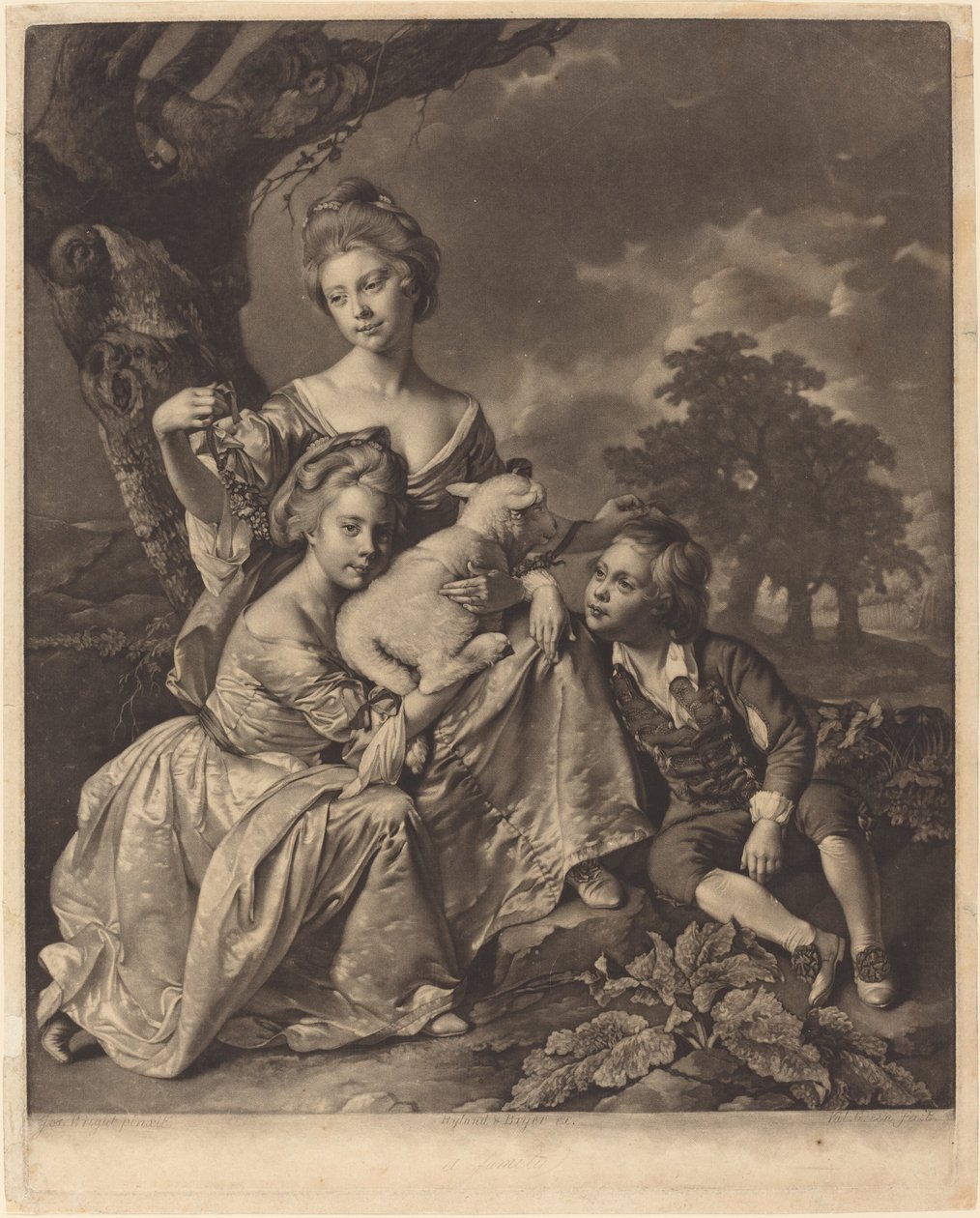 Die Wright-Familie (Die Bradshaw-Kinder) von Valentine Green after Joseph Wright