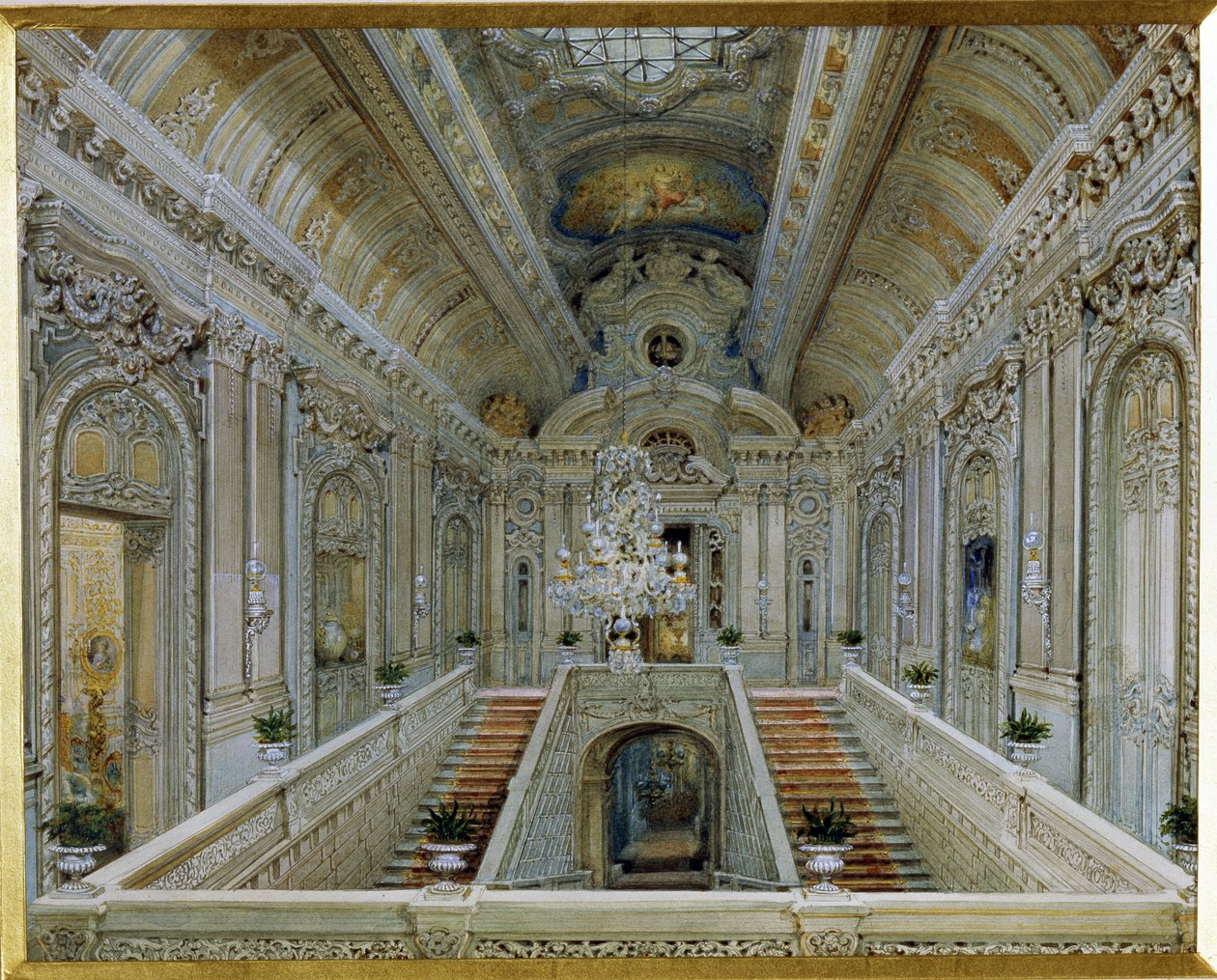 Die Haupttreppe im Jussupow-Palast in St. Petersburg von Vasili Semenovich Sadovnikov