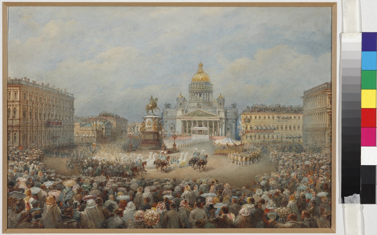 Eröffnungszeremonie des Denkmals für Nikolaus I. auf dem Mariinski-Platz von Vasili Semenovich Sadovnikov