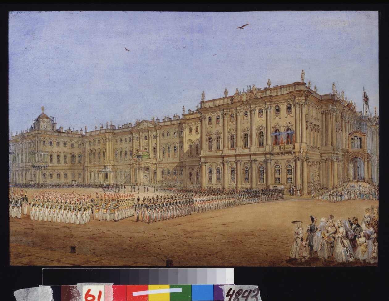 Militärparade im Winterpalast in Sankt Petersburg. von Vasili Semenovich Sadovnikov