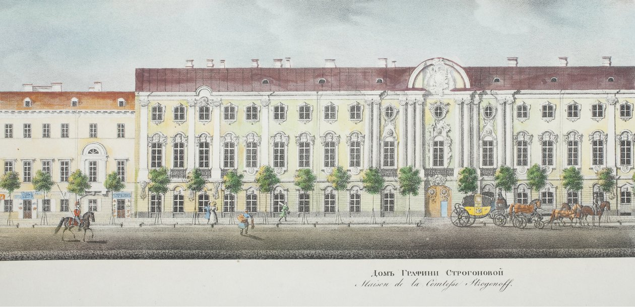 Der Stroganov-Palast aus dem Panorama des Newski-Prospekts von Vasili Semenovich Sadovnikov