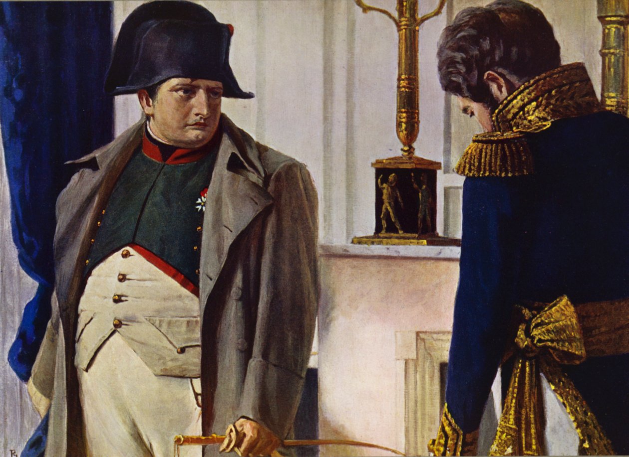Napoleon Bonaparte und Jacques Lauriston (Farblithografie) von Vasili Vasilievich Vereshchagin