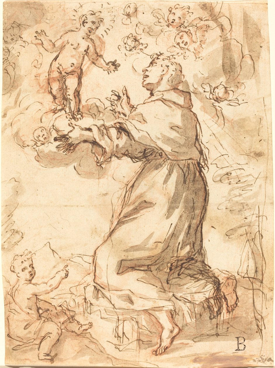 Das Christkind erscheint dem Heiligen Franziskus von Venetian 17th Century