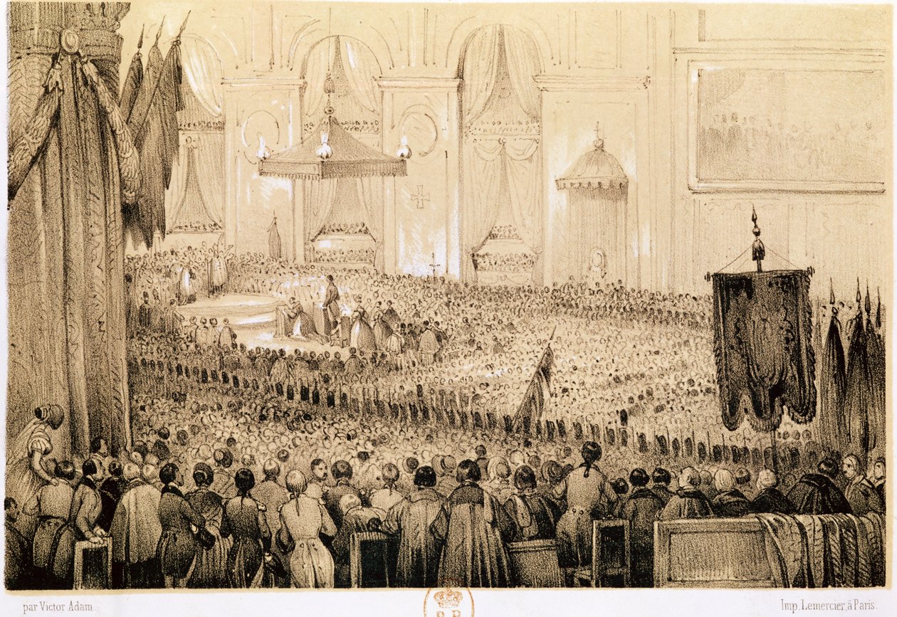 Die Wiederherstellung des Kultes: Ein Te Deum in Notre-Dame de Paris, 18. April 1802 von Victor Adam