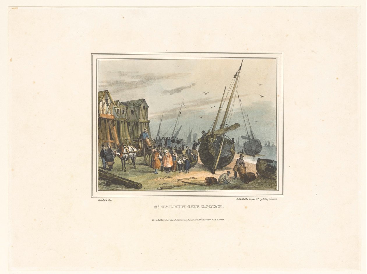 Der Strand von Saint-Valery-sur-Somme von Victor Adam