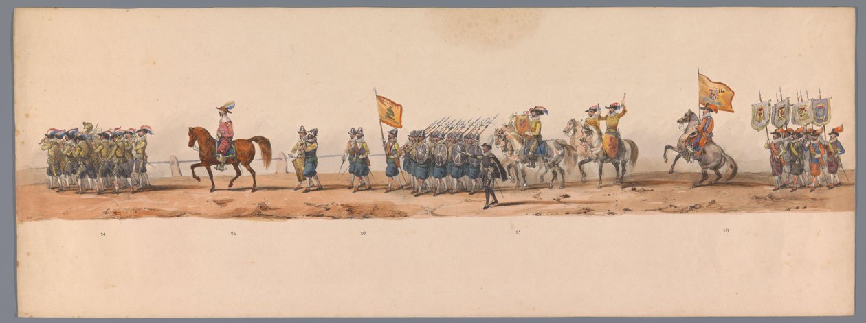 Historischer Umzug zum zweiten Jahrhundertfest der Universität Utrecht, 1836 (Platte 7) von Victor Adam