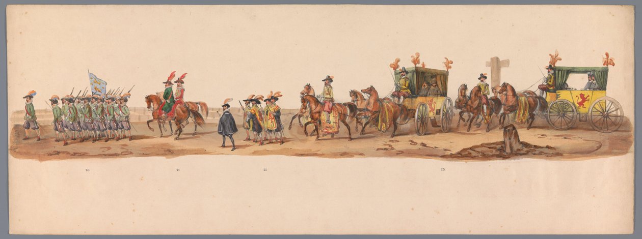 Historischer Umzug zum zweiten Jahrhundertfest der Universität Utrecht, 1836 (Platte 6) von Victor Adam