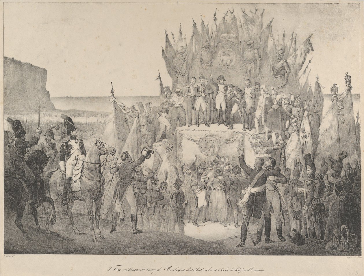 Militärfest in Boulogne mit Napoleon, der Sterne der Ehrenlegion verteilt von Victor Adam