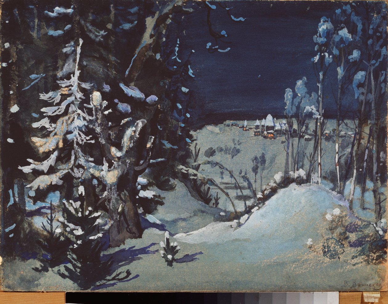 Bühnenbildentwurf für das Theaterstück Die Schneemaid von A. Ostrovsky von Victor Mikhailovich Vasnetsov
