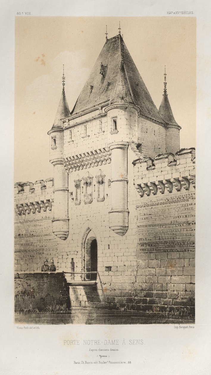 Porte Notre-Dame in Sens nach alten Zeichnungen (Yonne) von Victor Petit