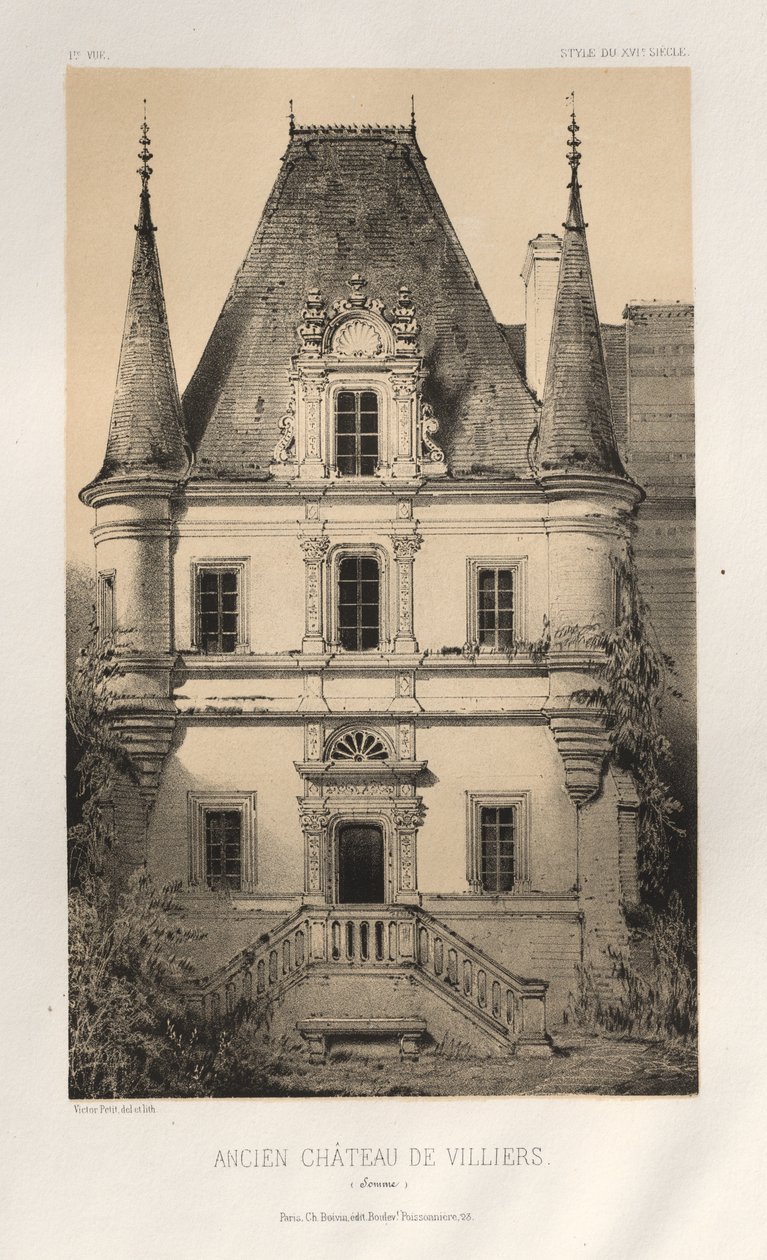 Pl. 1, Ancien Chateau de Villiers Somme, 1860 von Victor Petit