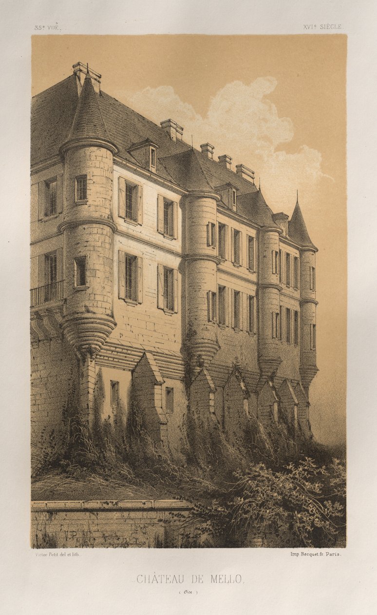 Pl. 35, Château De Mello Oise, 1860 von Victor Petit