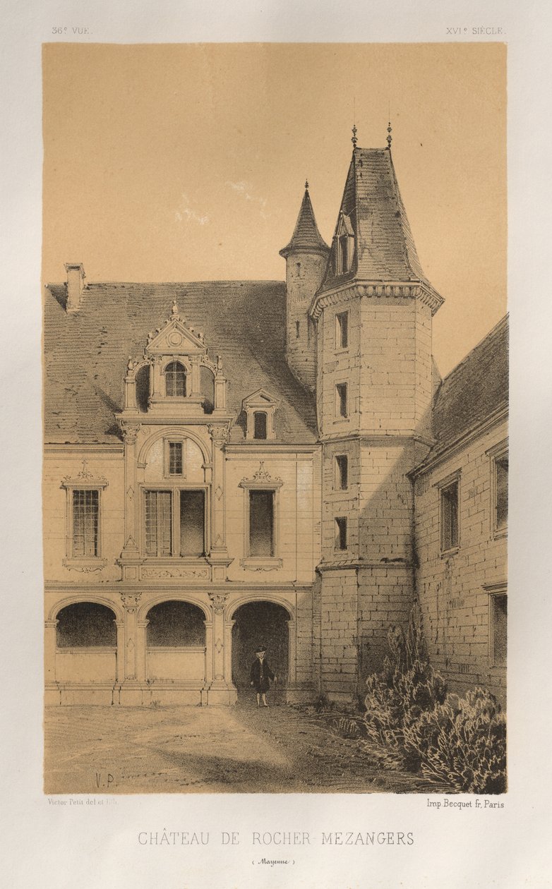 Pl. 36, Château De Rocher Mezangers Mayenne, 1860 von Victor Petit