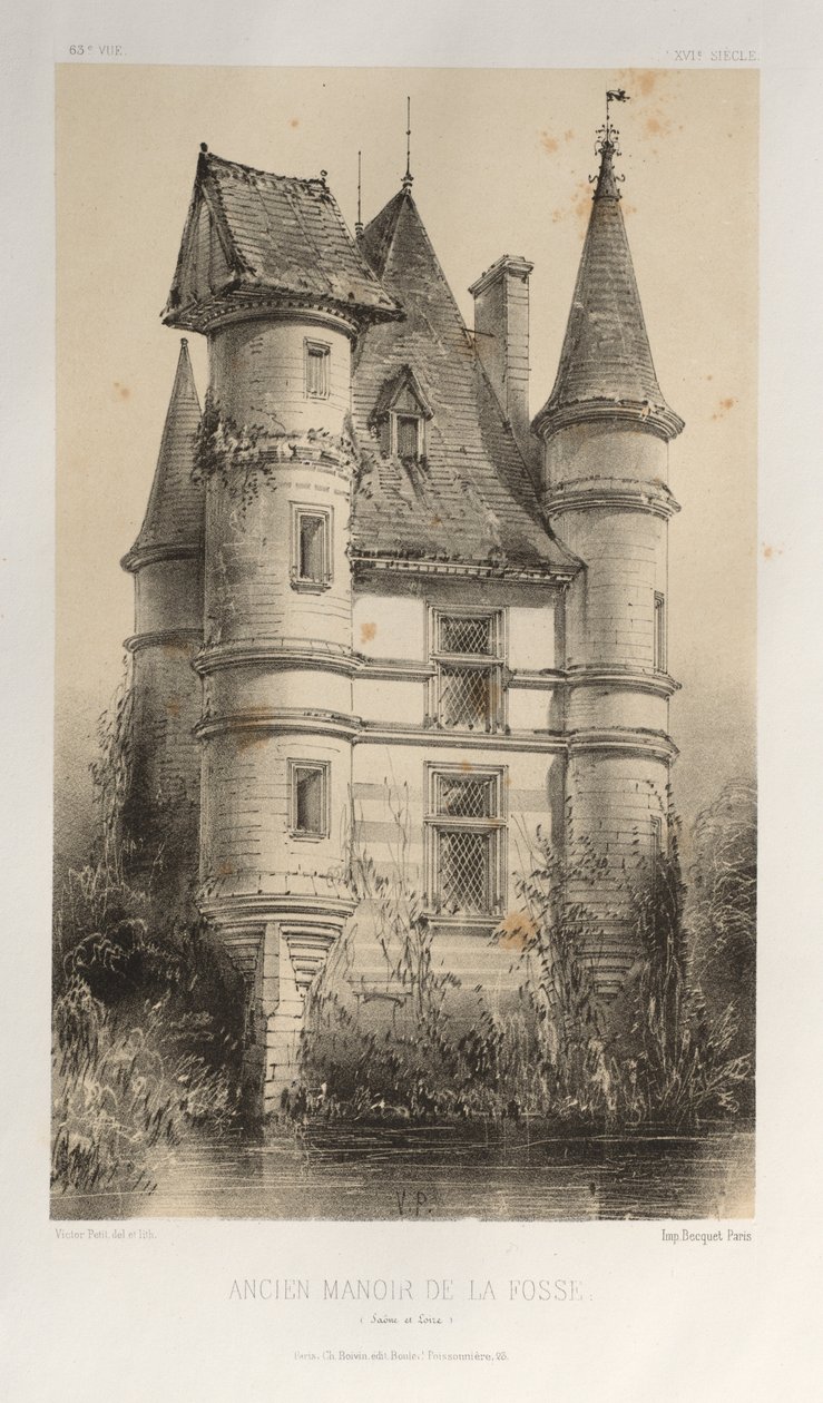 Pl. 63, Altes Herrenhaus De La Fosse Saône et Loire, 1860 von Victor Petit