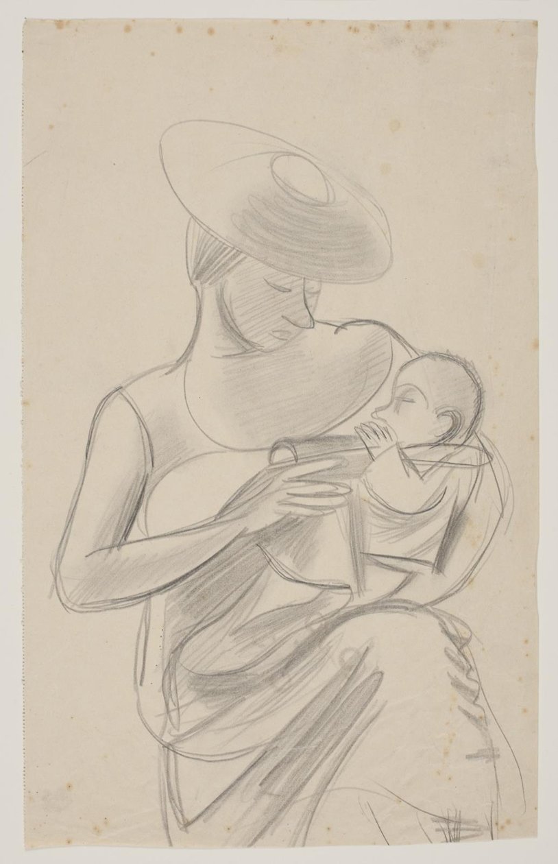 Die Frau des Künstlers mit der kleinen Tochter Dorte von Vilhelm Lundstrøm