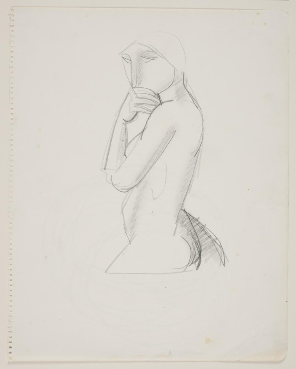 Weibliches Modell, 3/4 Figur, mit der Hand vor dem Mund von Vilhelm Lundstrøm