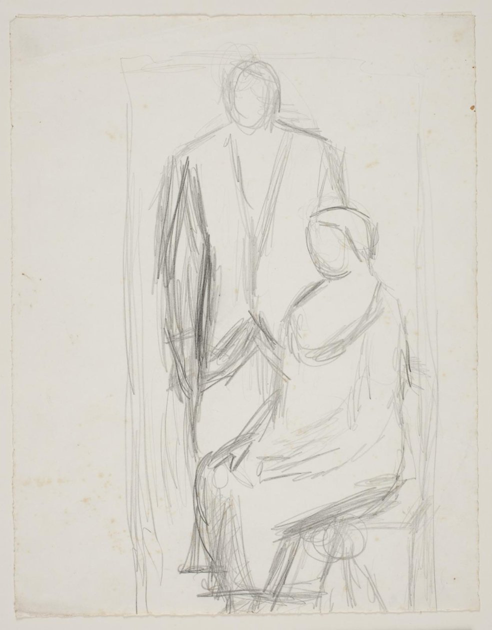 Lundström stehend hinter der sitzenden Frau Lundström. Studie zum sogenannten Hochzeitsbild von Vilhelm Lundstrøm