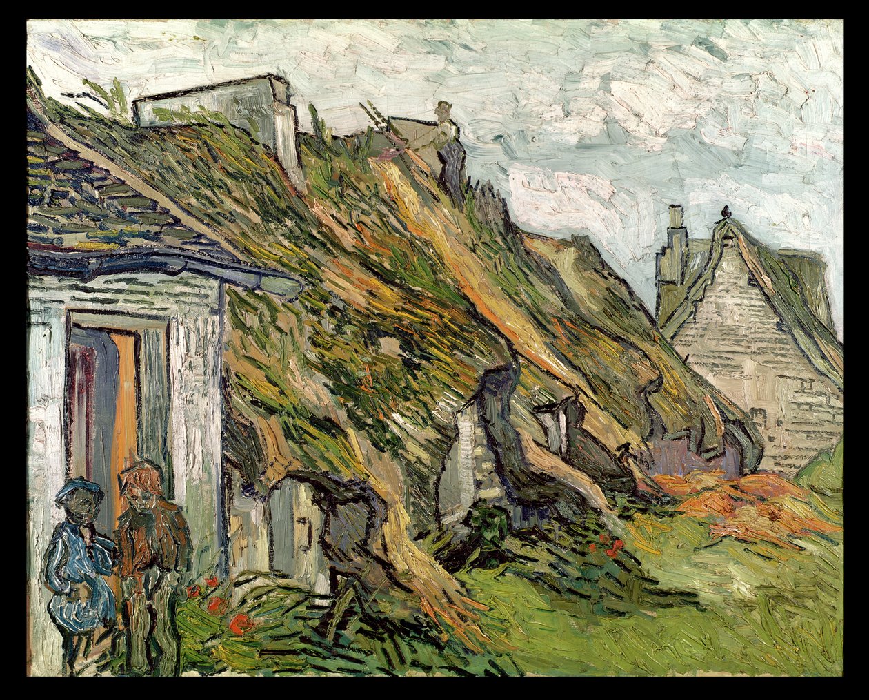 Reetgedeckte Cottages in Chaponval, Auvers-sur-Oise, 1890 von Vincent van Gogh