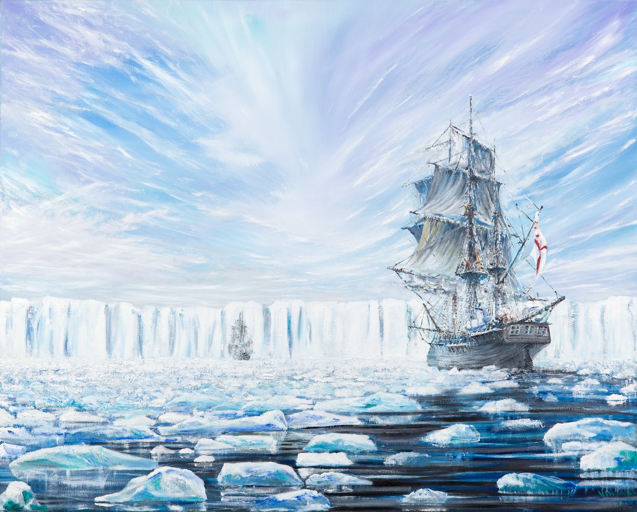 James Clark Ross entdeckt das antarktische Eisschelf Jan 1841, 2016 von Vincent Alexander Booth