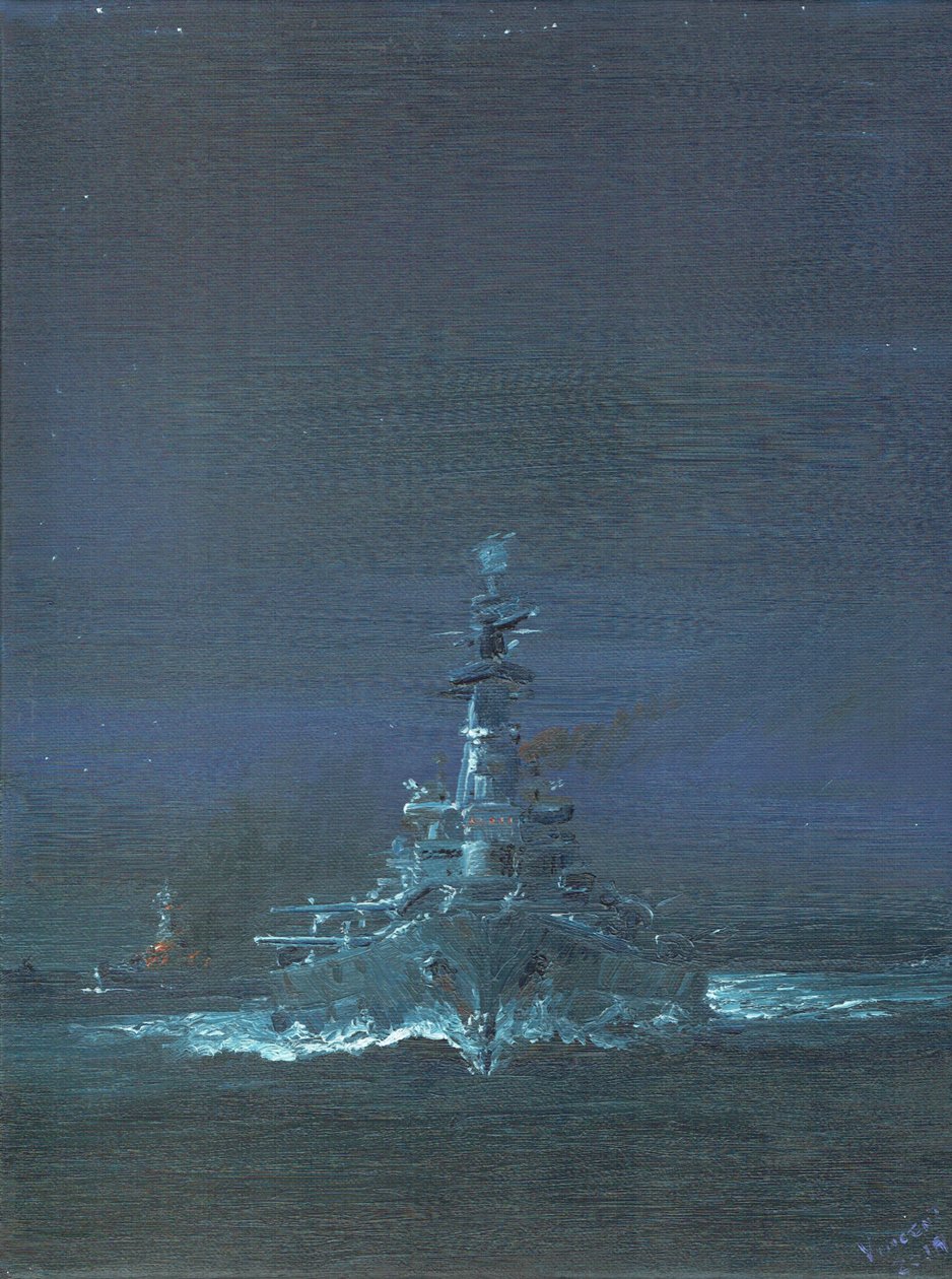 USS Washington sichtet Kirishima auf Radar bei Guadalcanal 1942, 2019 von Vincent Alexander Booth