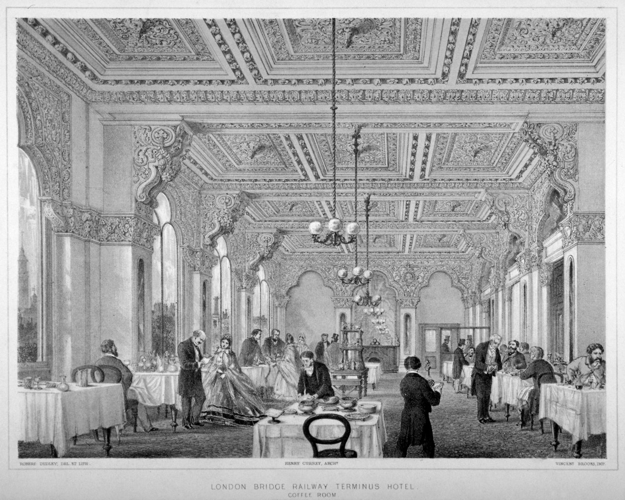 Der Kaffeeraum im London Bridge Railway Terminus Hotel, Bermondsey, London, 1860 von Vincent Brooks