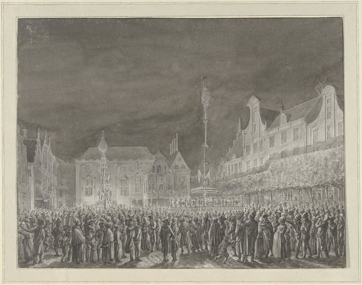 Feier der Verkündung der Allianz mit Frankreich auf dem Grote Markt in Haarlem, 1795 von Vincent Jansz. van der Vinne