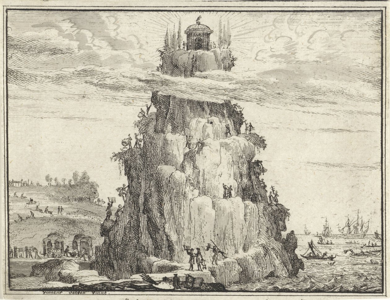 Tempel der Weisheit auf einem Felsen von Vincent Laurensz. van der Vinne (II)
