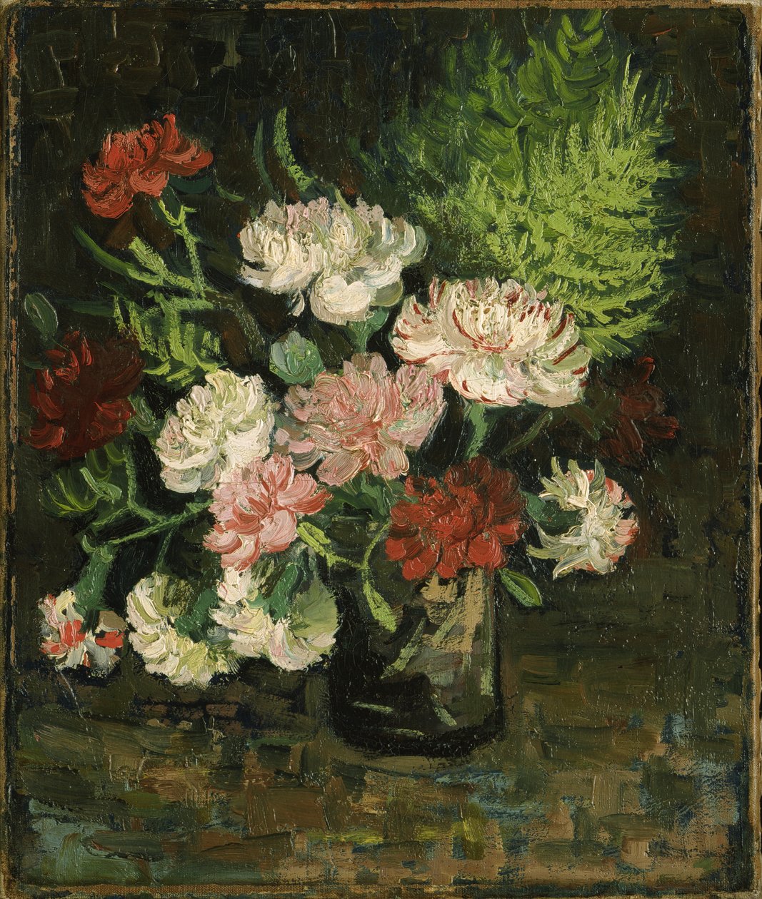 Handgemaltes Ölgemälde – 'Vase Mit Nelken' Nach Van Gogh – Maßanfertigung, Auf Leinwand, Von Kunstlehrern
