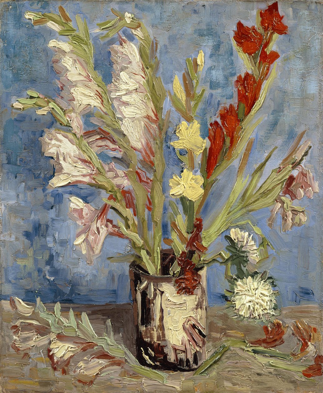 Vase mit Gladiolen und China-Astern von Vincent van Gogh