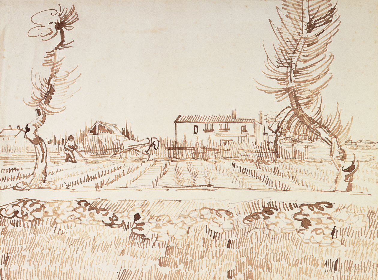 Arbeit auf den Feldern in Arles von Vincent van Gogh