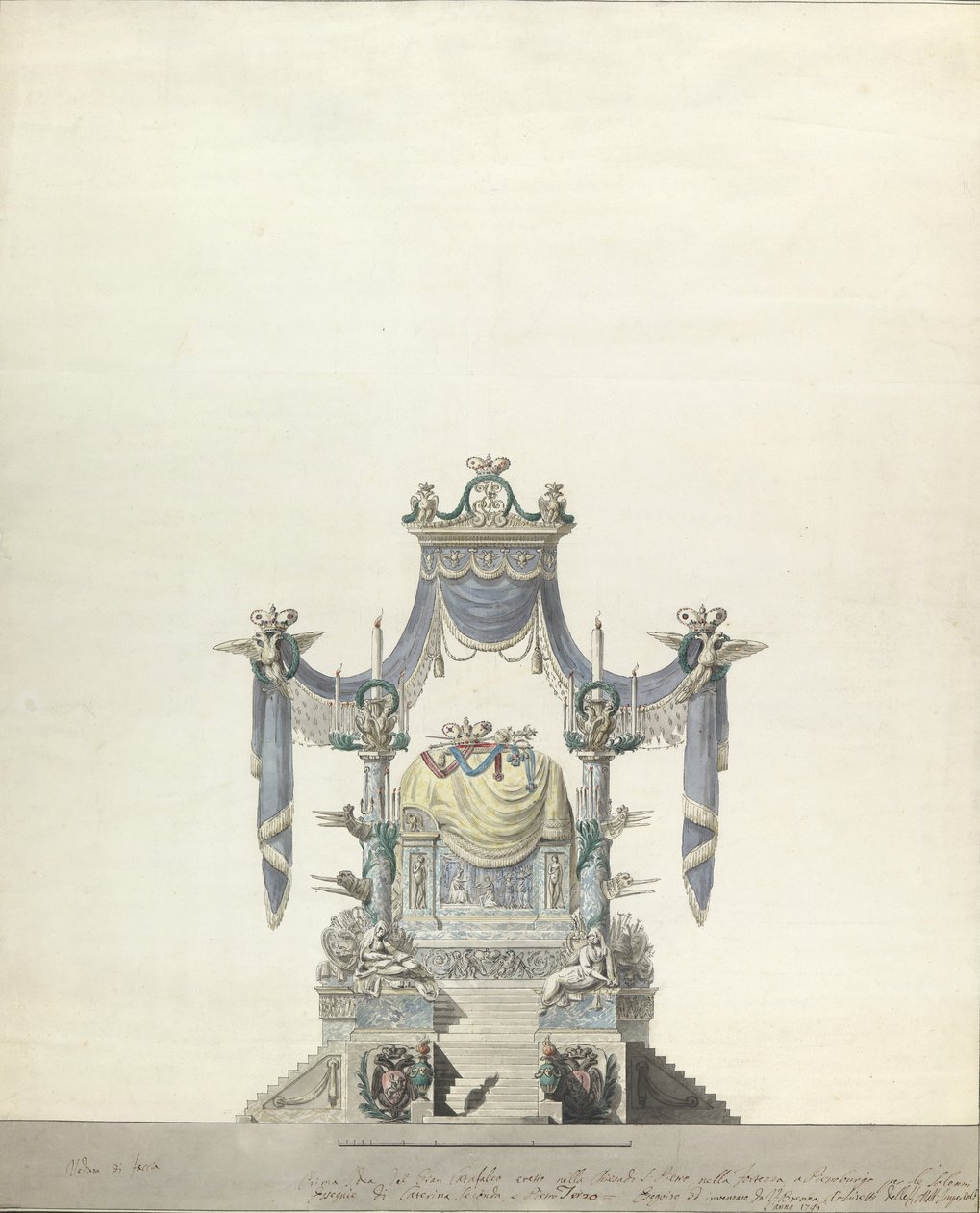 Katafalk für die Kaiserin Katharina die Große von Russland, Vorderansicht, 1796 von Vincenzo Brenna