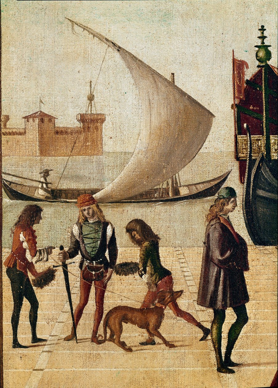 Legende der hl. Ursula: (Detail) Ankunft der Botschafter (aus der goldenen Legende von Jacopo da Varagine) von Vittore Carpaccio