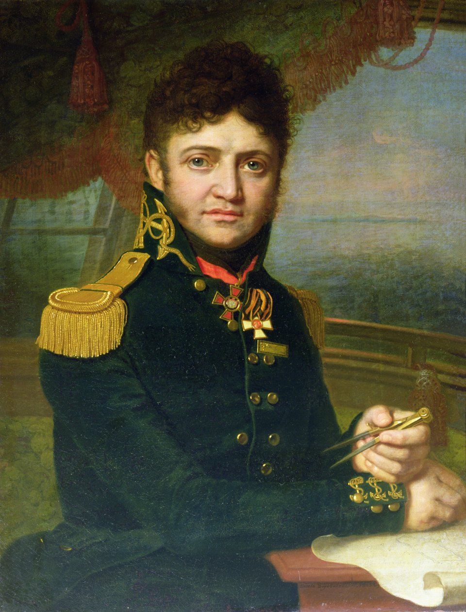 Porträt von Yuri F. Lisyansky, 1810 von Vladimir Lukich Borovikovsky