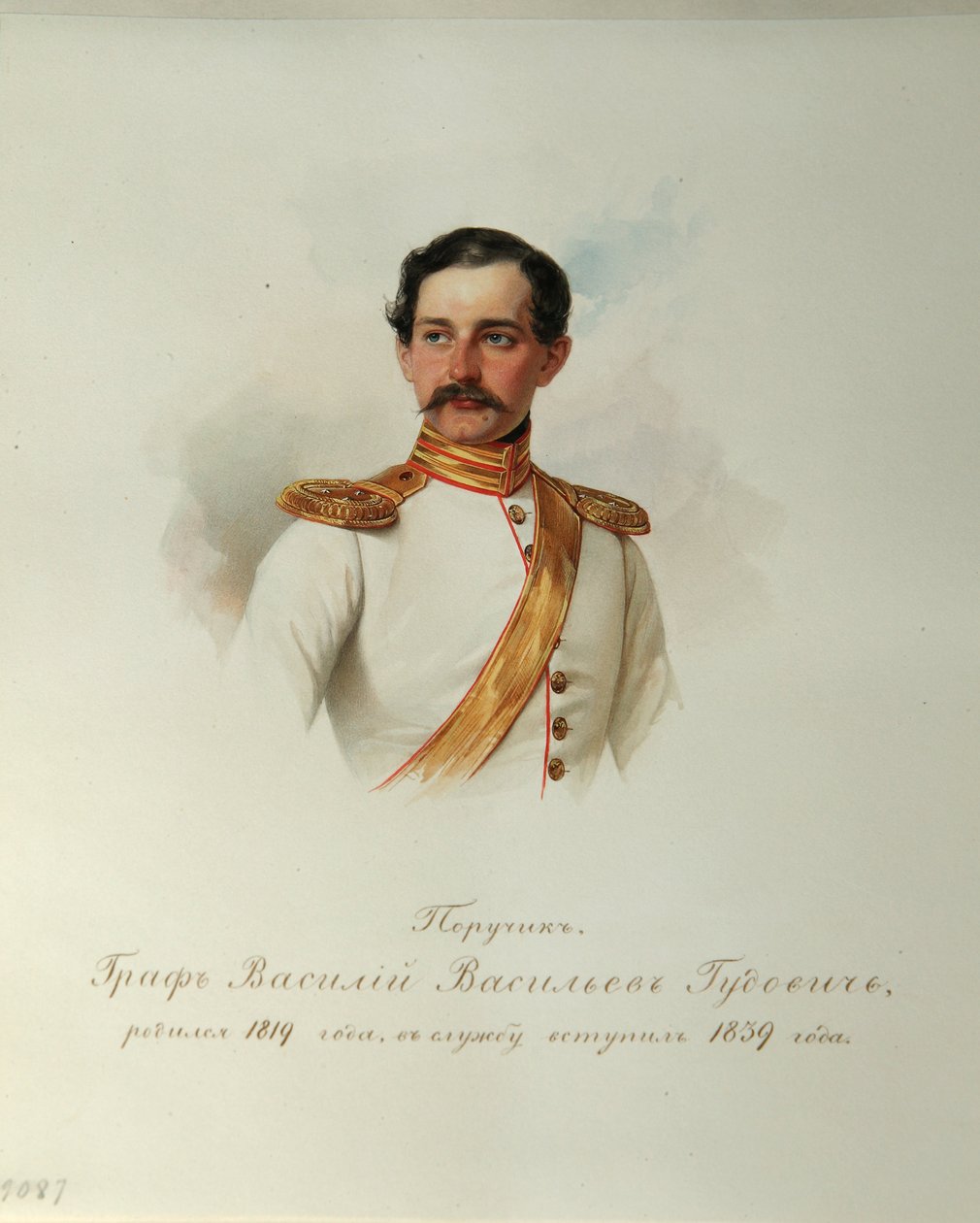 Porträt von Graf Vasily Vasilyevich Gudovich (aus dem Album der kaiserlichen Leibgarde) von Vladimir Ivanovich Hau