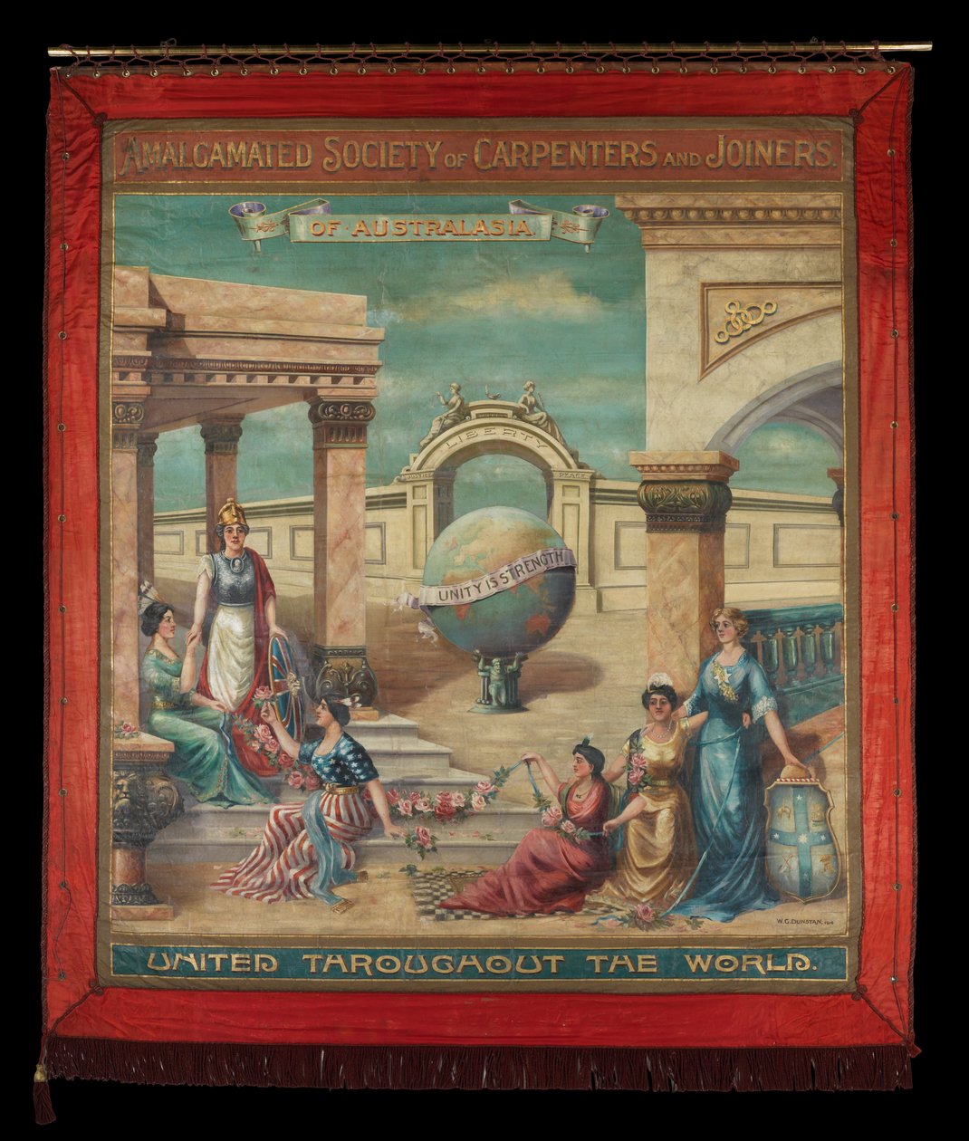 Banner der Vereinigten Gesellschaft der Zimmerleute und Schreiner von W.G. Dunstan
