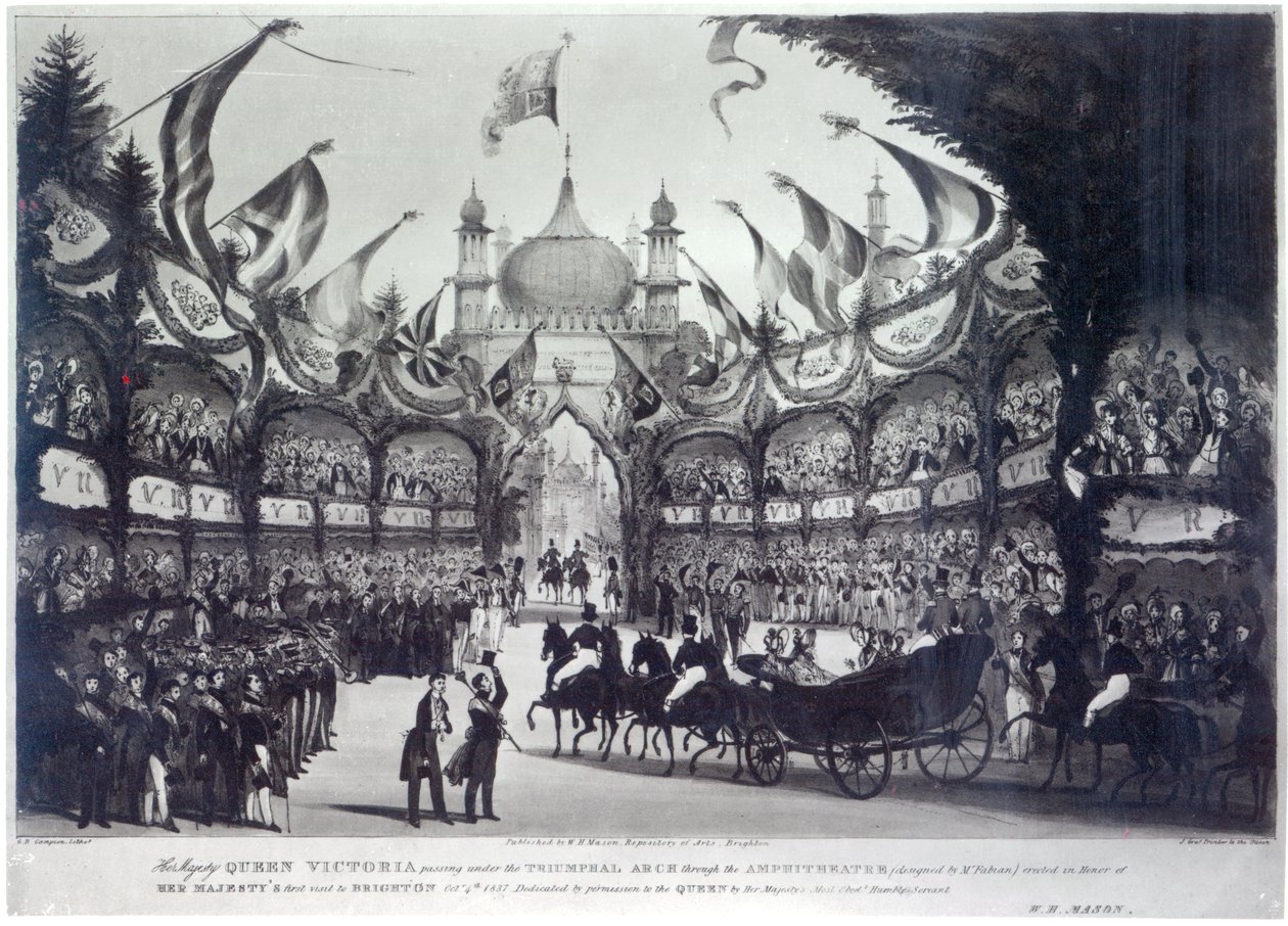 Königin Victorias erster Besuch in Brighton, graviert von George Bryant Campion, 1837 von W.H. Mason