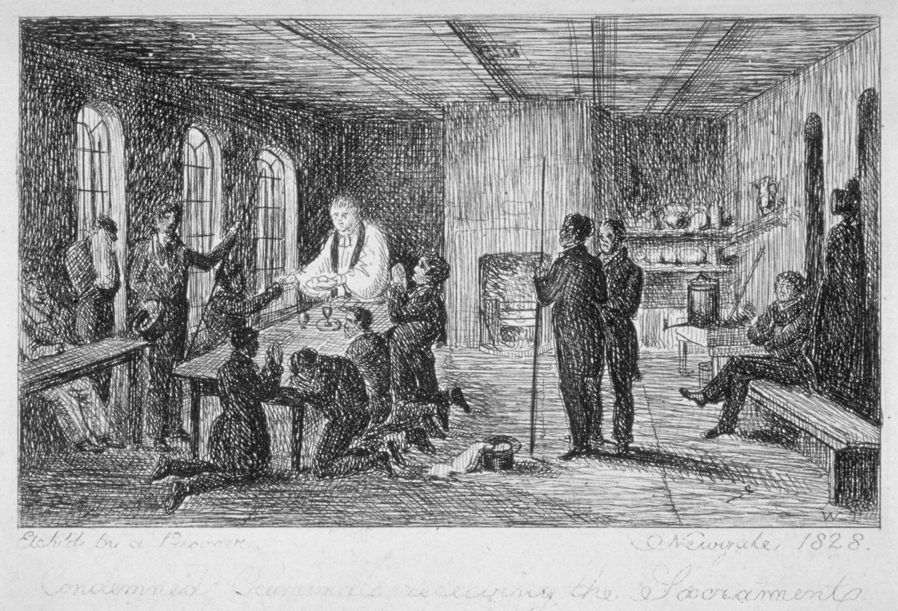 Im Newgate-Gefängnis, Old Bailey, City of London, 1828 von WT