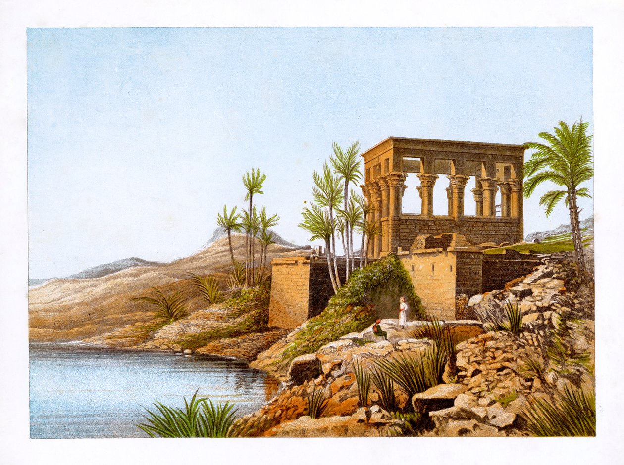 Ägyptischer Tempel am Nil, Ägypten, um 1870 von W. Dickens
