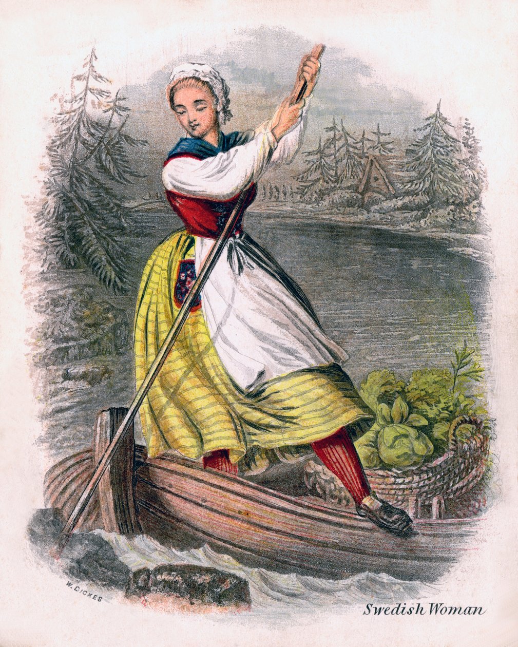Schwedische Frau beim Rudern, 1809 von W. Dickes