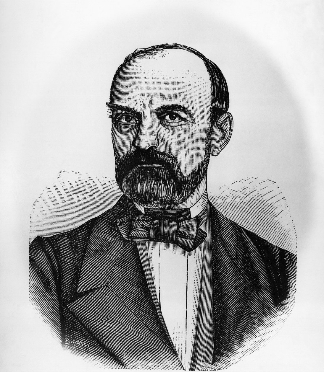 Porträt von Giovanni Lanza (1810-1882), italienischer Politiker, der von 1869 bis 1873 Präsident des Ministerrats des Königreichs Italien war, Gravur von John Ward Dunsmore