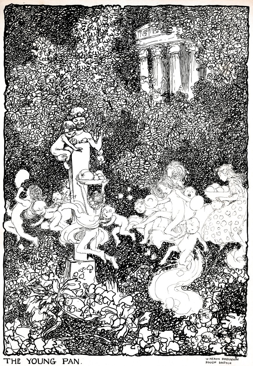 Der junge Pan - Stufe Eins, um 1920 von William Heath Robinson